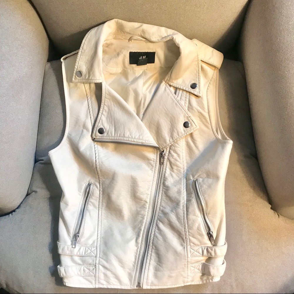 H&M White Faux Leather Moto Vest — FINAL PRICE